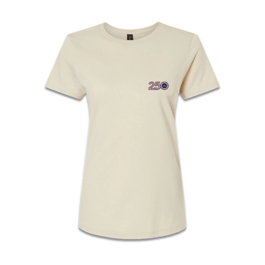 Women's Beige T-Shirt — American Flag