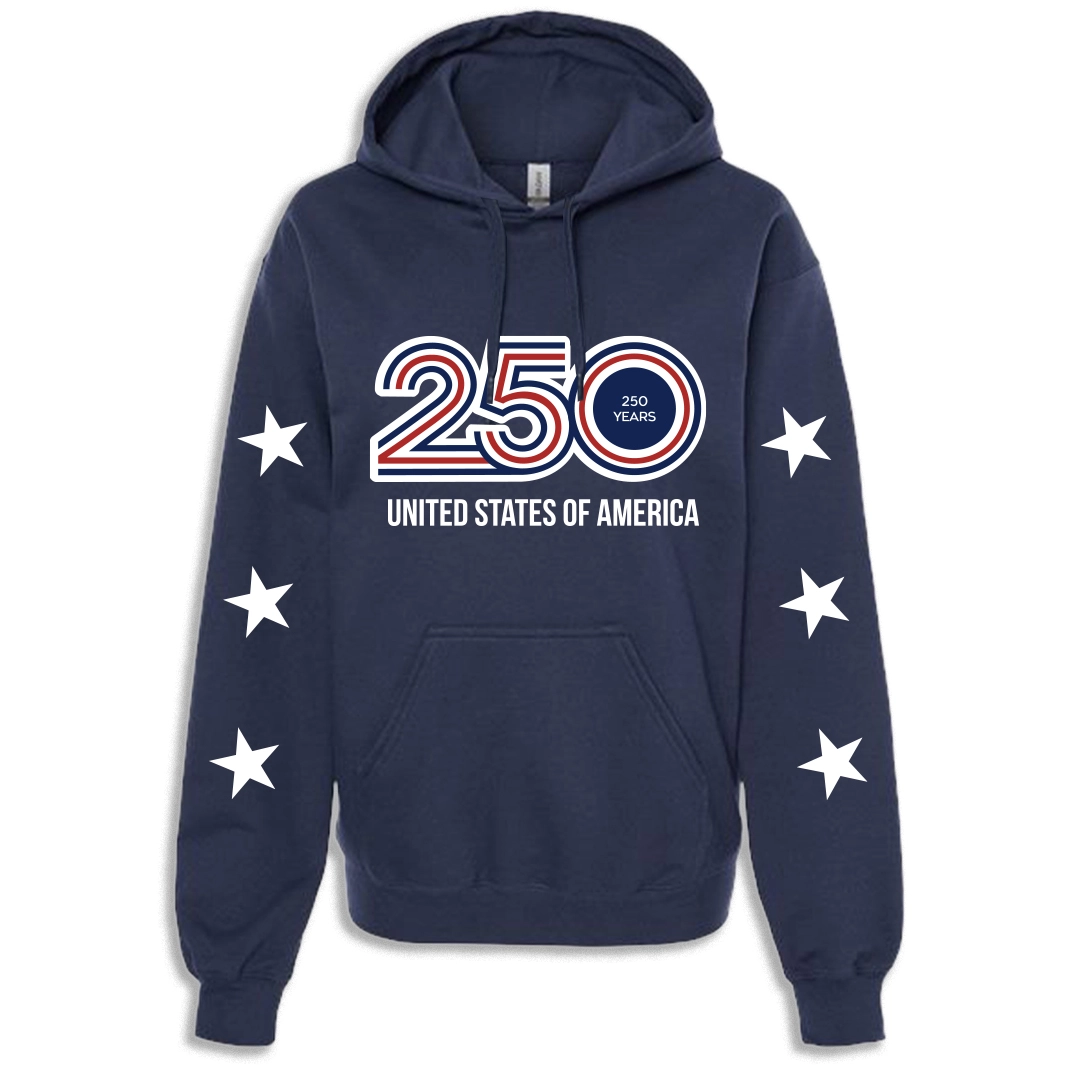 Unisex Blue Hoodie — 250 years of Freedom