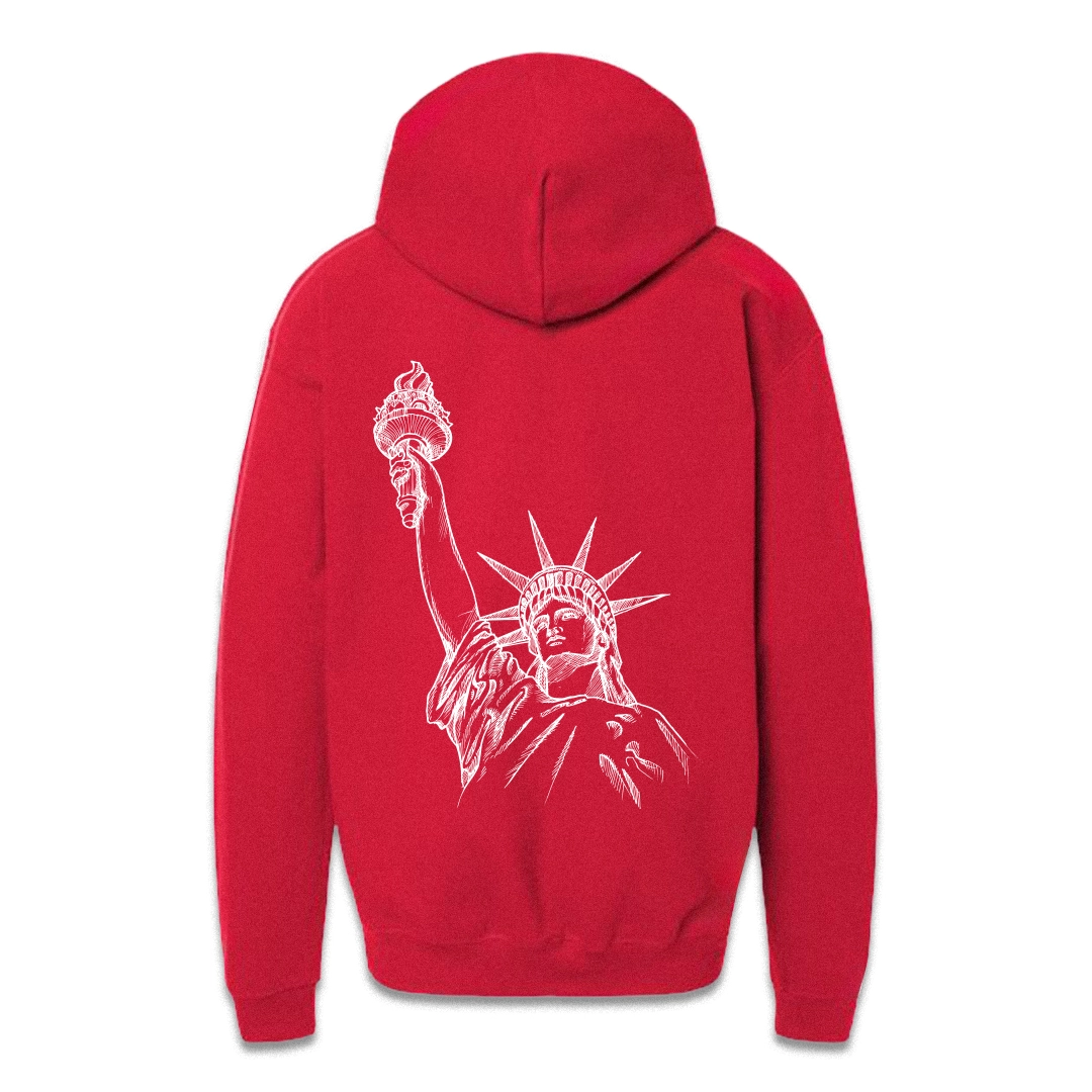 red kids hoodie back