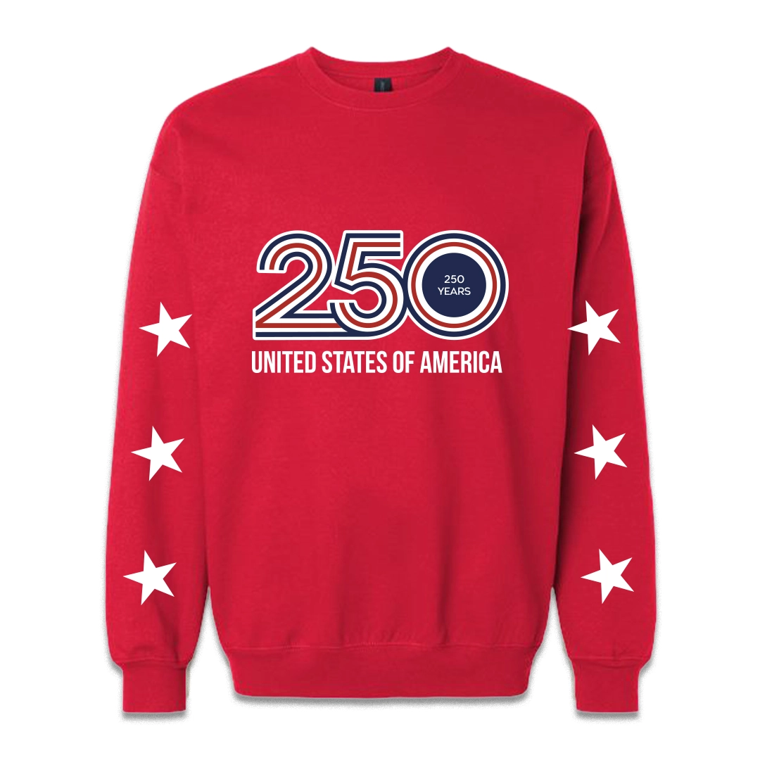 Unisex Red Sweatshirt — 250 Years of Freedom