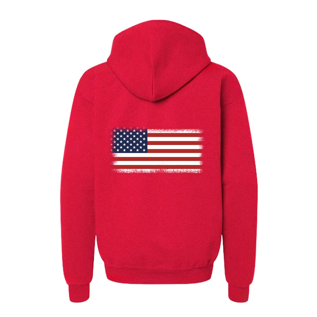 red zipup hoodie back