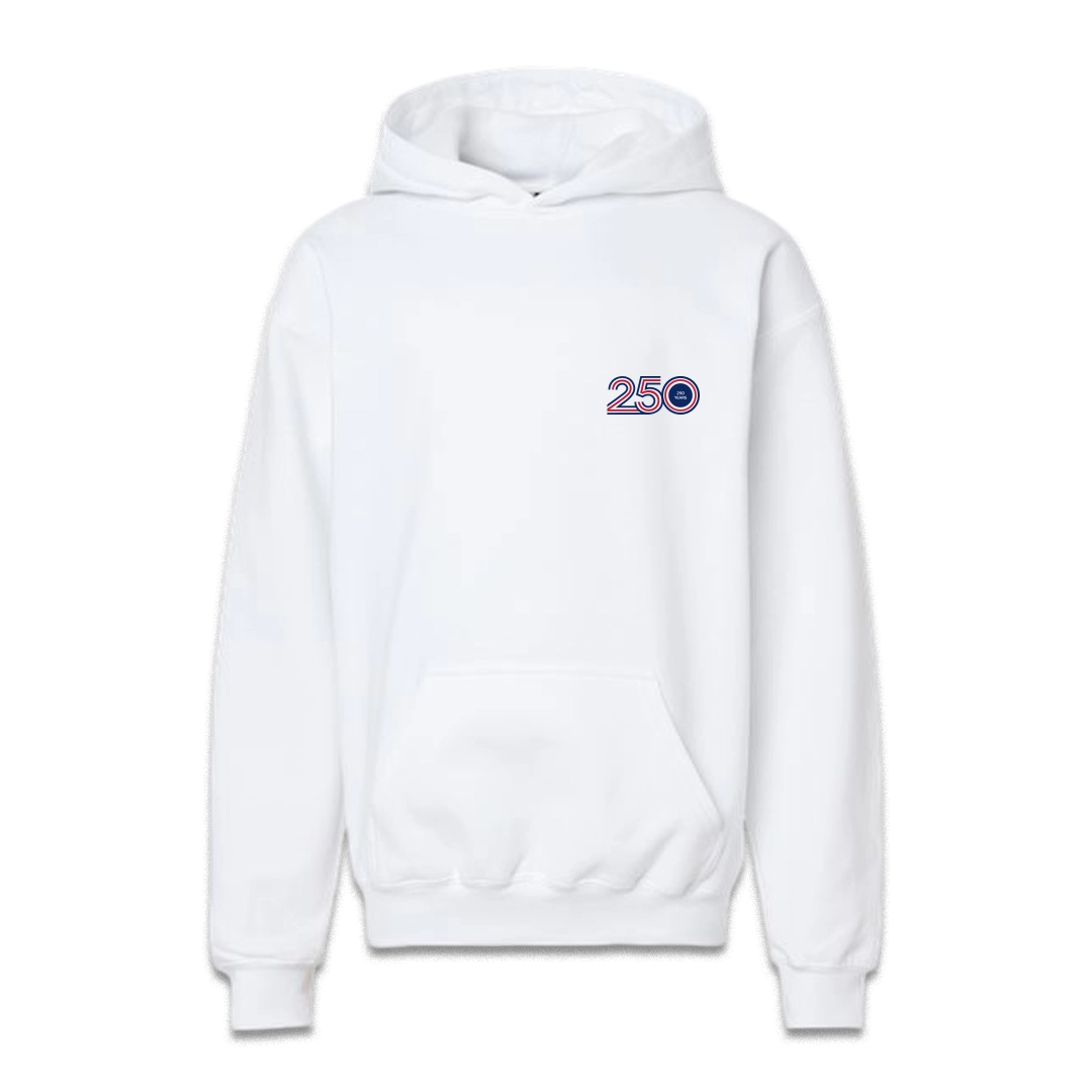 Youth White Hoodie — 250 Years of America
