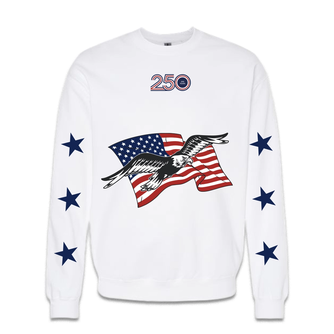 Unisex White Sweatshirt — American Flag