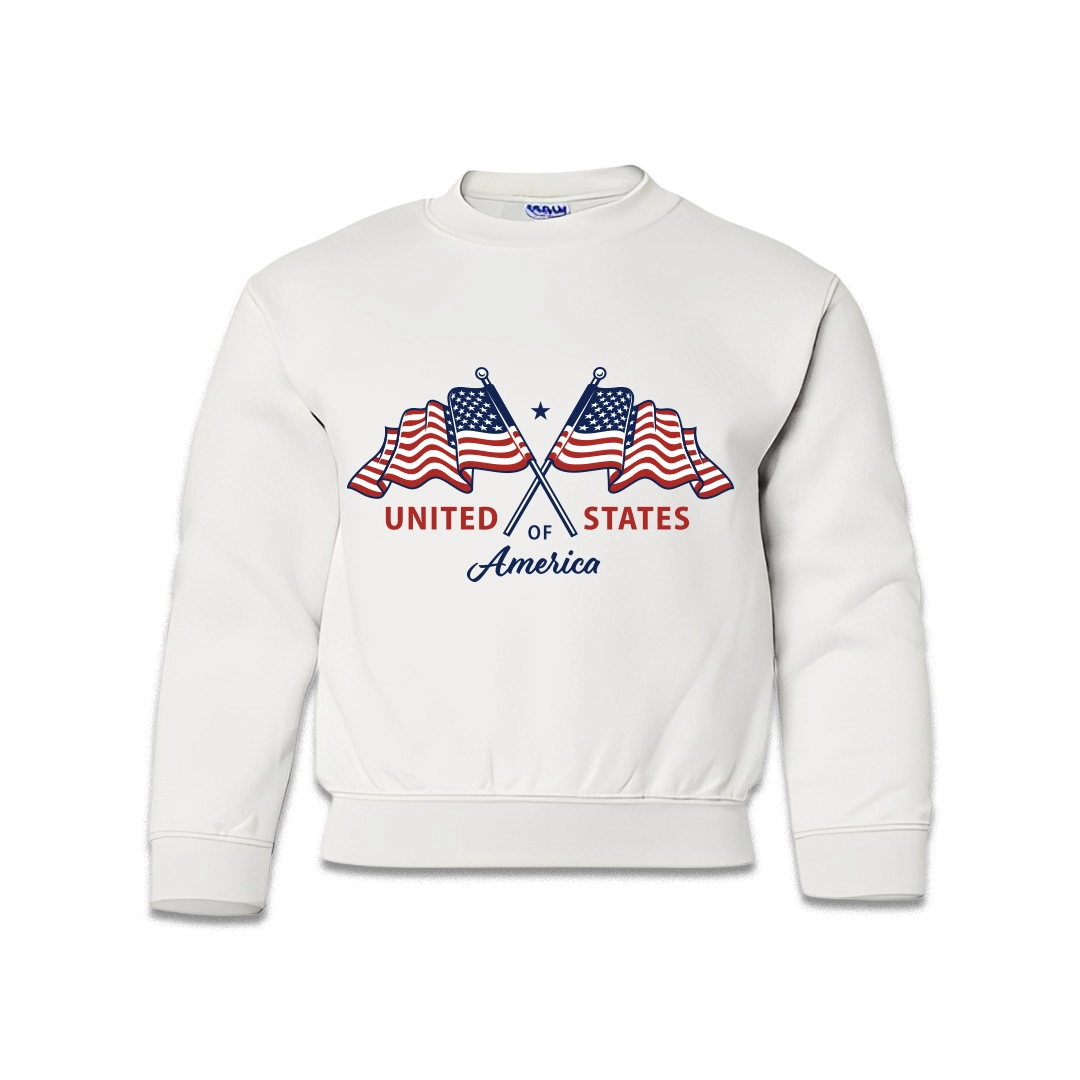 Youth White Sweatshirt — USA