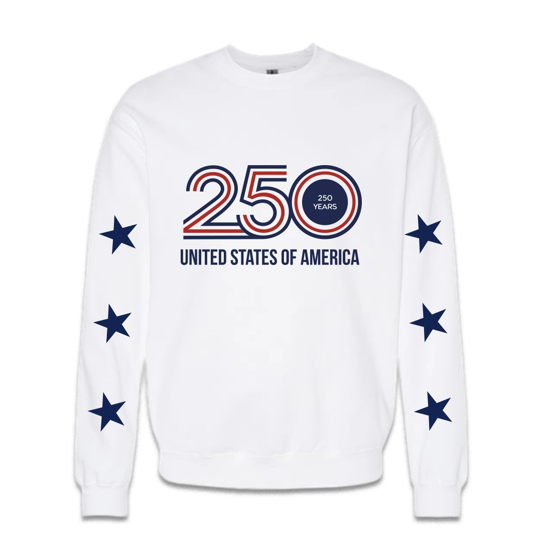 Unisex White Sweatshirt — 250 Years of Freedom