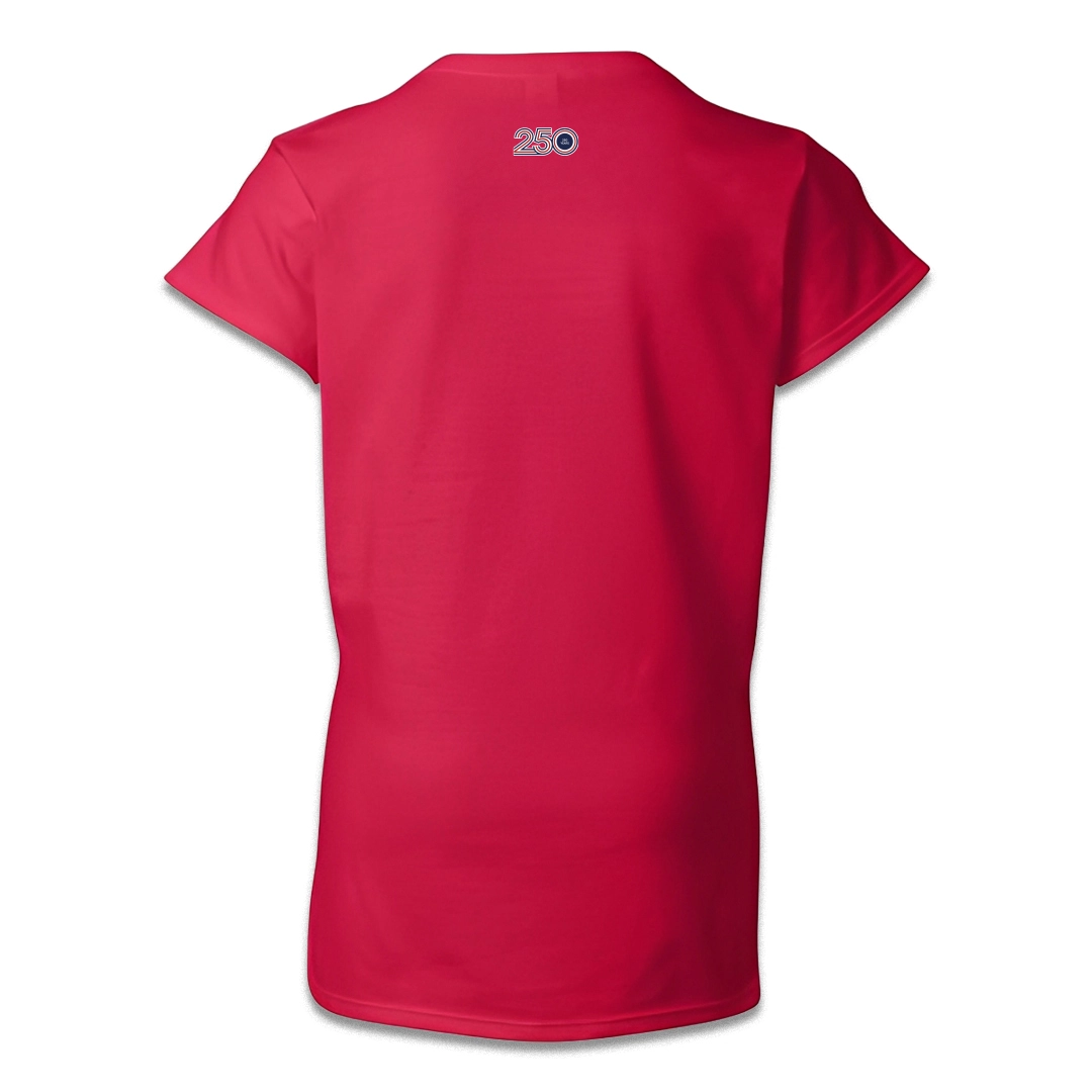 womens red vneck back